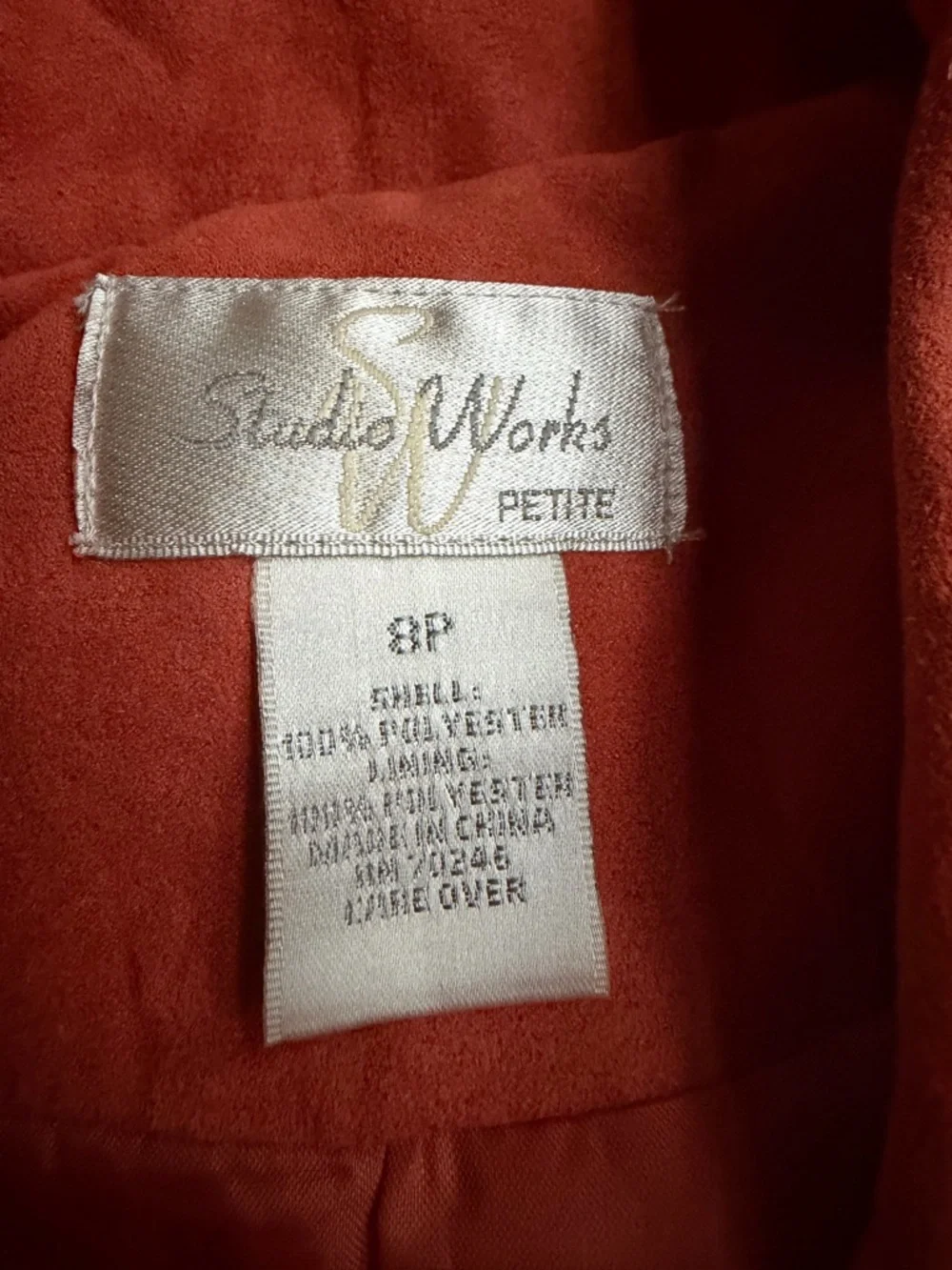 Y2K Studio Works Terracotta Super Soft Faux‎ Suede Lined Blazer